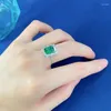 Cluster Rings Spring Qiaoer 925 Solid Silver 7 9mm Emerald for Women Lab Diamond Gemstone Wedding Ring Cocktail Party Fine Jewelry Gift