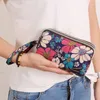 Wallets Fashion Flower Print Canvas Coin Purse Women Long Wallet Telefoontas draagbare ritsen Zippers kleine handtas make -up kaarthouder