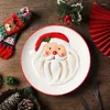 Placas Adorável Papai Noel Claus Tableware Conjunto de relevo de cerâmica de cerâmica pintada à mão Placa decorativa de pastelaria de doces de disco grande