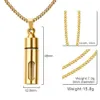 Perfume Bottle Pendant Stainless Steel Openable Glass Gold Black Trendy Male Jewelry Pn-720