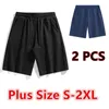 Erkek Şort 2 PCS Erkekler Pamuk Günlük Artı Yaz Kısa Pantolon Nefes Alabaç Sweatpants 2xl Büyük Gym Basketball Plajı