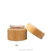 Förvaringsflaskor 30 g 30 ml 10 st/mycket hög kvalitet tom bambu grädde burk diy glas kosmetisk behållare god kvalitet makeupverktyg