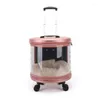 Кошачьи перевозчики Pet Cart Dog Portable Travel Rolling Buggage Ratchpack Carrier Carry Clear Bag