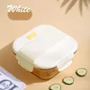 Dinnerware Simple Fresh Portable Glass Lunch Box With Tableware For Office Workers Microwave Oven Heating And Sealing Split Grid Bento