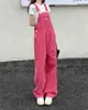 SM jeans womens Summer Preppy Style loose Girls Pink wide leg trousers jumpsuit korean casual denim overalls womens 78891 240408