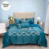 Bedding Sets Luxury 10 Colors Egyptian Cotton & Silk Embroidery Flower Set Duvet Cover Quilt Bed Sheets And Pillowcases Sabanas 4Pcs