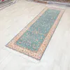 Tapijten 3'x10 'Handgemaakte zijde tapijt Blue Rug Runner Home Decor Gallery (TJ577A)