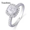 TRANSGEMS CENTRE 1CT 6MM FG COLOR CUSHION COUPE 14K 585 Bague de fiançailles Halo Moisanite en or blanc pour les femmes Emgagement Gold Ring Y16835542