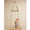 Decoratieve borden houten touw swing muur hangende plant bloem potbladen gemonteerd zwevende houder macrame planken home decor cadeau voor slaapkamer