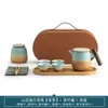 Teaware set Tea Cup Set Travel Quaker Handväska utomhus bärbar infusör Tray Gift Teapot Porslin