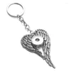 Keychains Snap Jewelry 12mm 18mm Metal Wing Button Keyring Pendant For Women Girls Gift ZF033