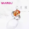 Cluster Rings Lose Money Promotion Orange Color Finger Real Cubic Zirconia 925 Silver For Women Present