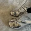 2024 Silver Tabi Boots Split Toe Chunky High Heel dames laarzen Leather Zapatos Mujer Fashion Autumn Women Shoes Botas Mujer 240329