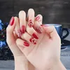False Nails Fake Nail Patch Long Pointed Head Wine Red Art Finished Piece 24PCS Gifts For Women
