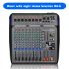 Mixer Paulkitson RX8 Mélangeur professionnel table sonore audio 8 canaux Console de mixage avec Vision nocturne 48V Phantom Power USB Sound Carte