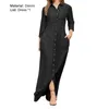 Casual Dresses Vintage Loose Shirt Dress Office Fashion Lapel Collar Button Party Maxi 2024 Women Long Sleeve Denim