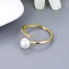 Cluster Rings Natural Freshwater Pearl 7M Micro Diamond Zircon Ring Fashionabla Simple Personality Cervatile Classic Opening Justerbar