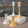 Ljushållare Fashion Single Light Gold/Silver Metal Stand Canlestick Wedding Centerpieces Lantern For Decoration Mai