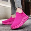 Casual Shoes BKQU 2024 Women Knitting Sock Sneakers Spring Summer Flat Plus Size Loafers Flats Walking