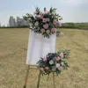 Decoratieve bloemen kunstmatige groene wilg bladeren voor bruiloft welkom bord decor witte roos ball road lood vloer feest rekwisieten