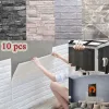 Stickers 10 Pcs Selfadhesive 3D Panels Wallpaper Waterproof Foam Wall Stickers Tile Brick Living Room TV Background Decals 38*35cm