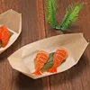 Plates 50Pcs Practical Sushi Tray Grade Portable Disposable Paper Boat Shape Dessert Snack Plate