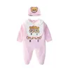 Roupas infantis meninos carta macacão recém -nascido Romper infantil infantil robe de chapéu conjunto de meninas roupas de ginástica 9641717