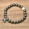 Strand Natural Pyrite Graved Beads Lucky Elephant Charm Armband för kvinnor och män Animal Elements 8mm