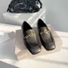 High End Quality Chain Lefu Women's British Style, One Foot Casual Lazy Shoes, 2024 New Flat Leather Shoes
