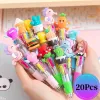 Penne 20pcs/lotto penna da ballo penne carine per ragazze di cancelleria all'ingrosso kawaii da ballpen a 4 colori blu fantasia set estetico divertente