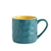 Mugs 400ML Contrast Color Ins Wind Nordic Ceramic Mug With Lid And Spoon Household Water Cup Simple Coffee Milk Breakfast