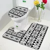 Mattes de bain 3pcs Aztec Ensemble noir blanc géométrique mode ethnique Mat de porte boho