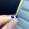 Boucles d'oreilles étalon 3x3 mm Natural Blue Sapphire 925 Boucle d'oreille en argent pour les femmes Sterling Empêchez les bijoux