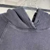 Vêtements de créateurs de haute qualité Early printemps Paris Black Ruban lavé vieil homme à capuche Terry Pullover à capuche