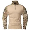 Mens à manches longues Armée Shirt 14 Shirts tactiques militaires à glissière Ripstop Cotton Military