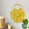 Tapissries Bohemian Tapestry Wall Hanging Bedroom Round Handicrafts Woven Yellow Feather Leaf Pendant Elegant Modern Home Room Decor