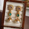 Stud Earrings Fashion Light Luxury Long Vintage Court Style Women's Jewelry