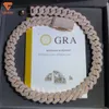 High-end Jewelry Vvs Moissanite Necklace Iced Out Cuban Chain Rose Gold Plated 18mm Pass Diamond Tester