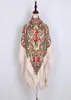 Schals russischer Schal ukrainisch franse traditionelle florale polnische Frauen Hals Hals -Wrap Vintage Antique Hijab Poncho7675371