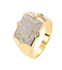 CZ -ringen voor herengeometrische hiphop goud verzilverde sieraden iced out Full Diamond Bling Bling Ring Hip Hop Jewelry3467978