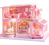 Cutebee DIY Dollhouse Holzpuppenhäuser Miniaturpuppenhaus Möbel Kit Casa Musik LED -Spielzeug für Kinder Geburtstagsgeschenk A73 Y207352662