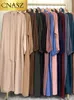 Selle Simple Style Marokańskie sukienki Kaftan Turcja Solid Kolor Zatoka Abayas Islamska Kobiety Long Sukienka muzułmańska saudyjska szata Ramadan 240410