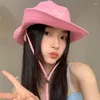 Berretti Ins Cute Pink Bowknot Cinturino Cappelli per secchi per donne 2024 estate Corea Corea Campeggio solare Suncreen Essiccamento rapido Cap da pesca da pesca uomini