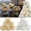 Flores decorativas 25/50pcs 7cm Pe espuma de PE artificial rosa rosa ramo de novia para mesa de bodas decoraciones para fiestas de casa suministros de álbumes de recortes de bricolaje