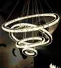 Pendant Lamps Creative Stainless Steel Round Ring Crystal Chandelier Modern Minimalist LED Lights Luxury Bedroom Restaurant Househ5566377