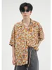 Chemises décontractées pour hommes chemises florales d'été lâche hommes américains vintage fashion revers harajuku overshié plage mâle courte à manches courtes minces