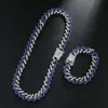 Hiphop Cuban Chain 925 STERLING Silver 14 mm Bracelet à deux tons et collier Gold plaqué Iced Out VVS Moisanite Link