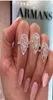 Klassisk vigselring fina smycken 925 Sterling Silver Pear Cut White Topaz Cz Diamond Gemstones Eternity Female Women Engagement B6175021