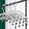 Hooks 10 Clips Drying Rack Stainless Steel Hanger Hangers Closet Pants Space Saving Laundry Metal Dryer