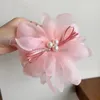 Frühling Sommer neuer großer bunte Blumenhaarclip mit Perle für Frauen Prinzessin Kopfschmuck Hai Haarnadel Mädchen Haarzubehör Accessoires